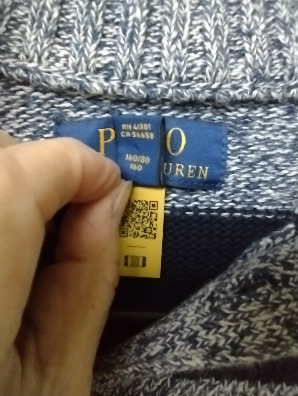 Polo Ralph Lauren Sweater Boys L(14-16) Blue Gray Pull Over Striped Red Pony - Picture 8 of 10